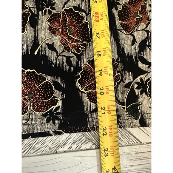 Vtg Whimsygoth Orange Floral On Black Long Sleeve With Gold Metallic Size S - Picture 7 of 7